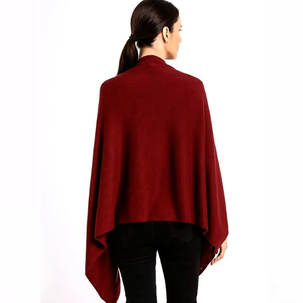 Burgundy Button Shawl Shrug Wrap 60